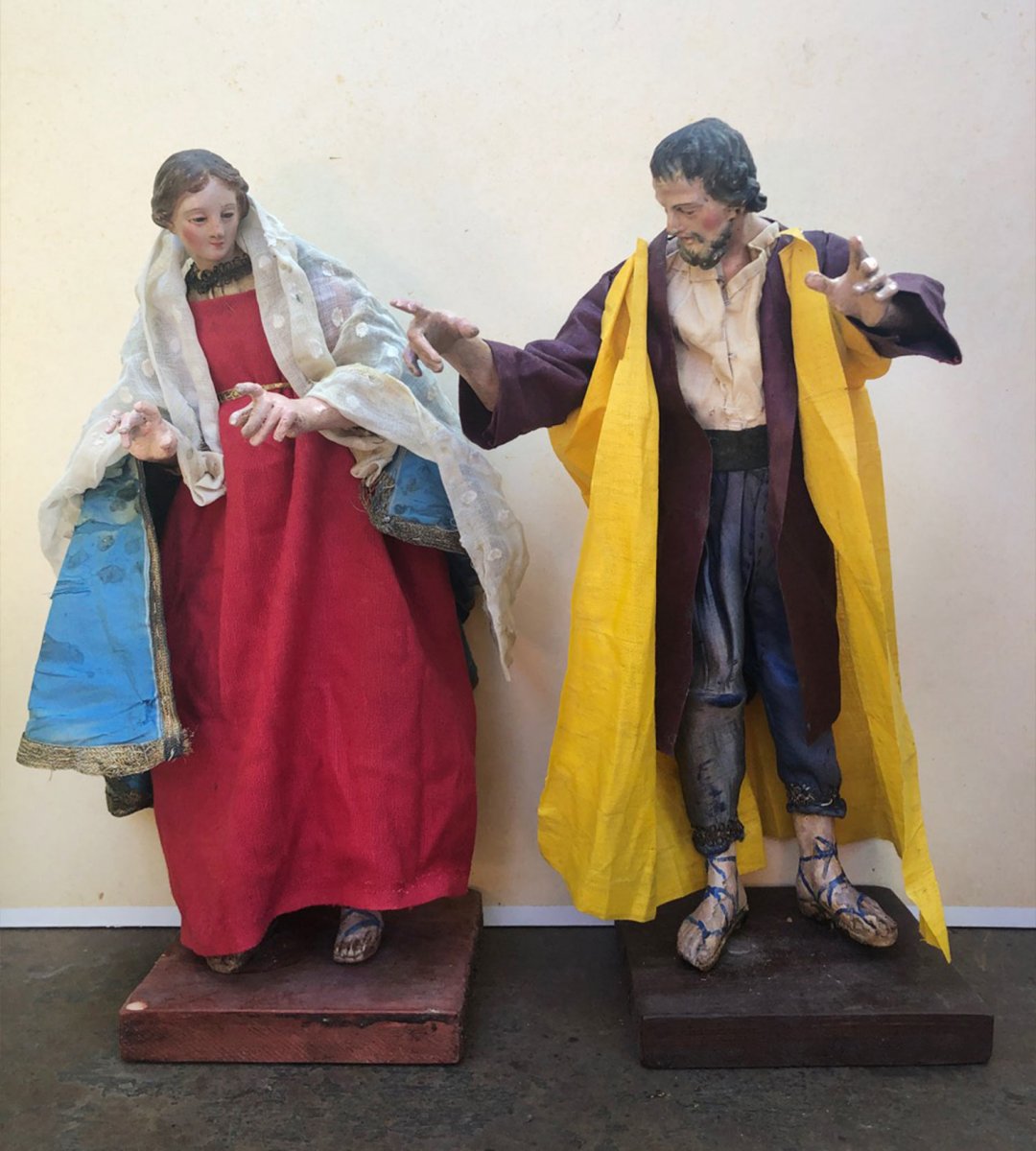 Joseph Et Marie: Couple Of Neapolitan Crib Characters, 18th,