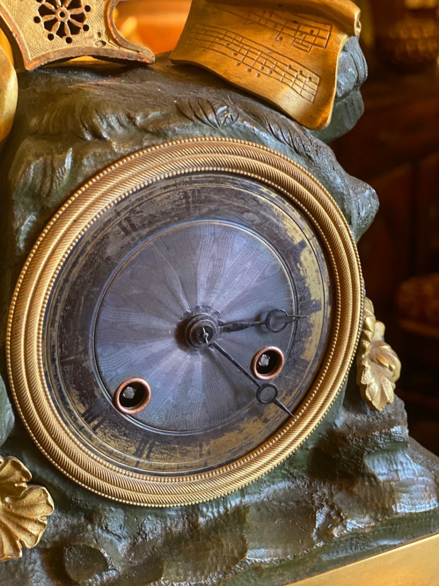 Horloge Charles X En Bronze Doré Et Oxydé-photo-2