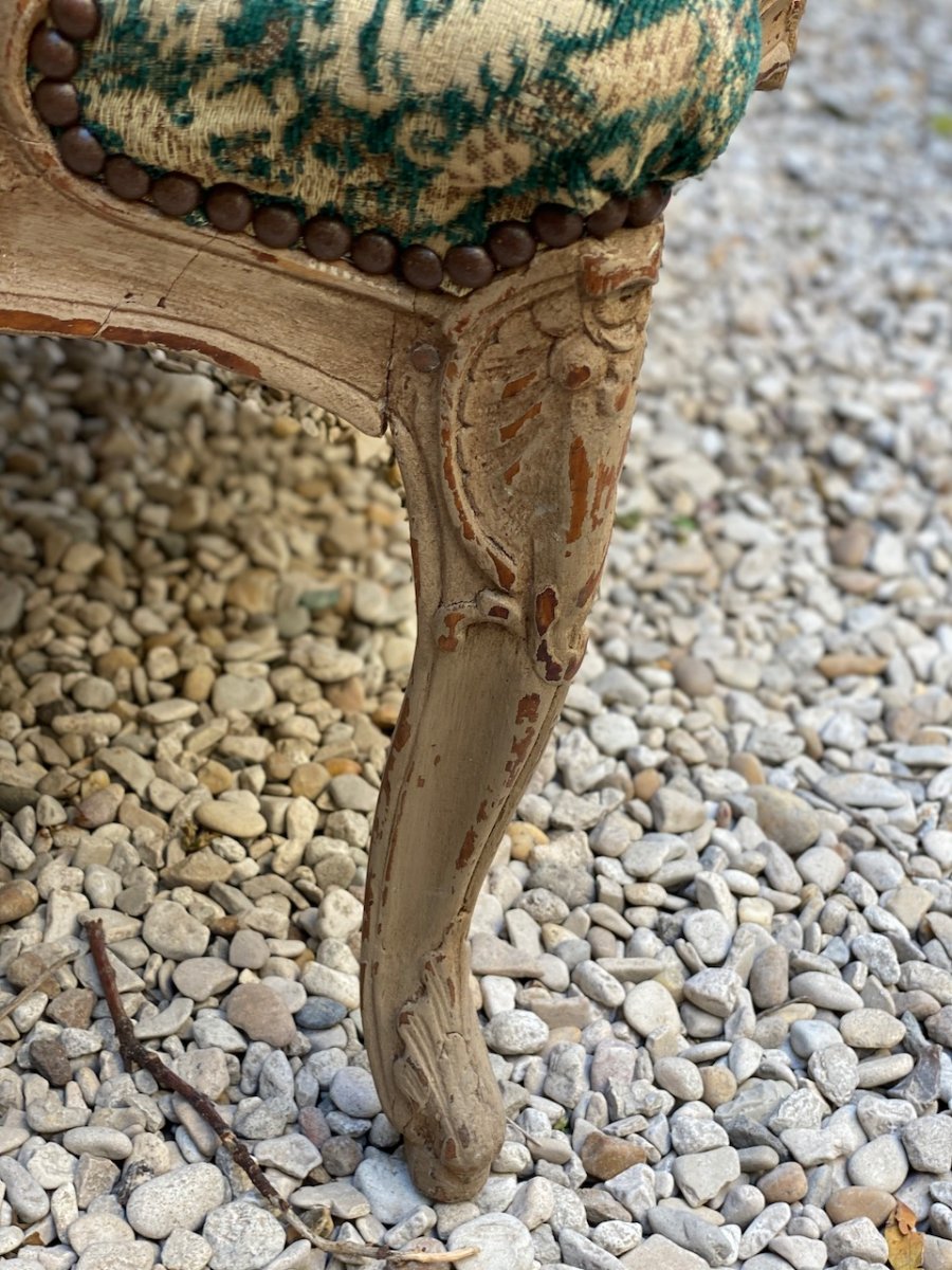 18th Century Regency Painted Wood Armchair-photo-4