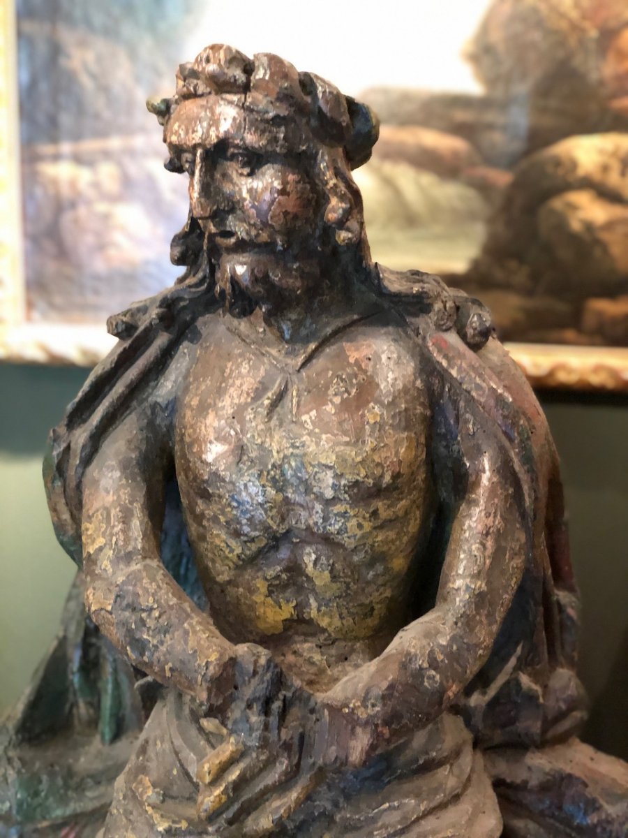 Christ In Bonds, Carved Monoxylous Wood, 17th Century-photo-5