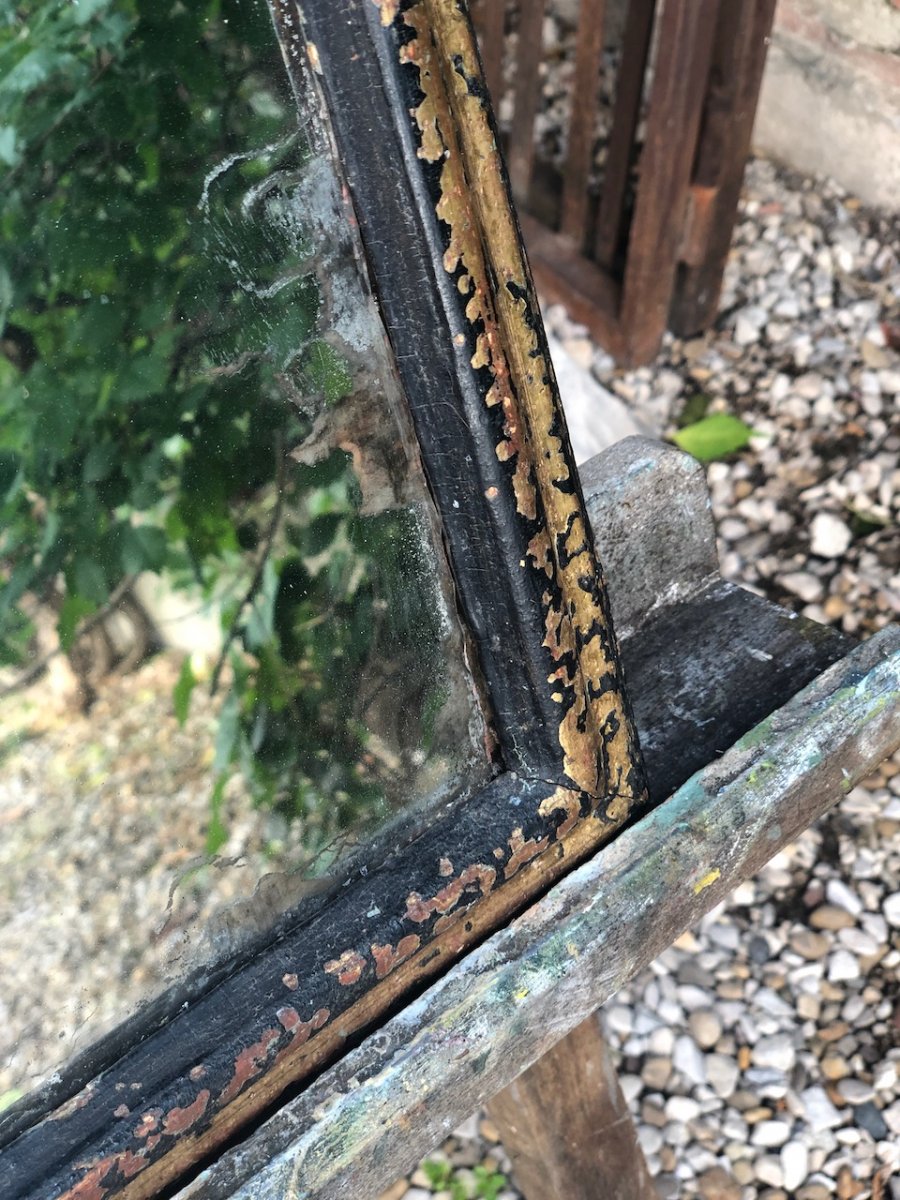 Miroir en Bois Doré et Peint, XVIIe Siècle, Patine d’Origine-photo-3