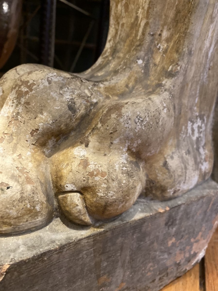 Pair Of Lions Console Support 19th In Terracotta-photo-5