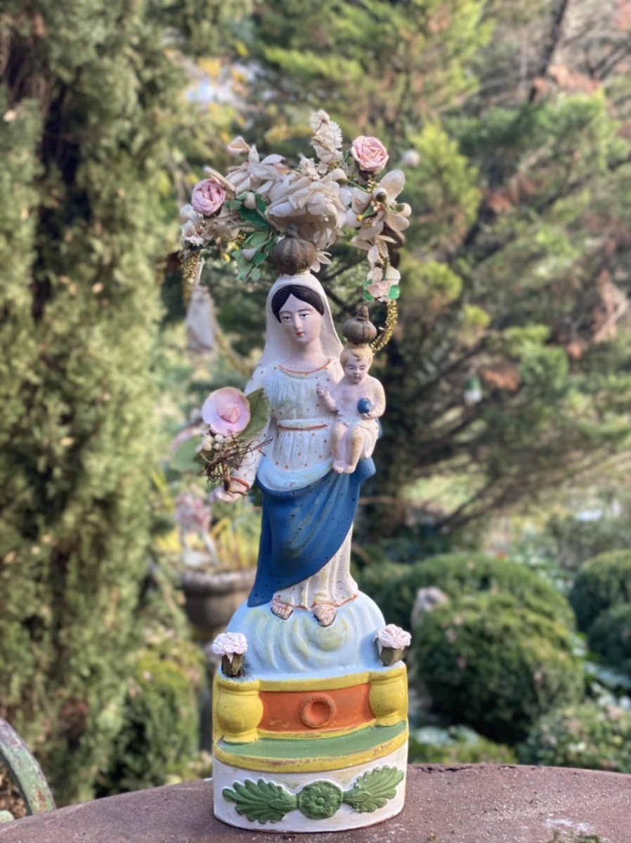 Santibelli Polychrome, Vierge de Marseille à l’Enfant, Art Religieux Provençal, XIXe Siècle-photo-4