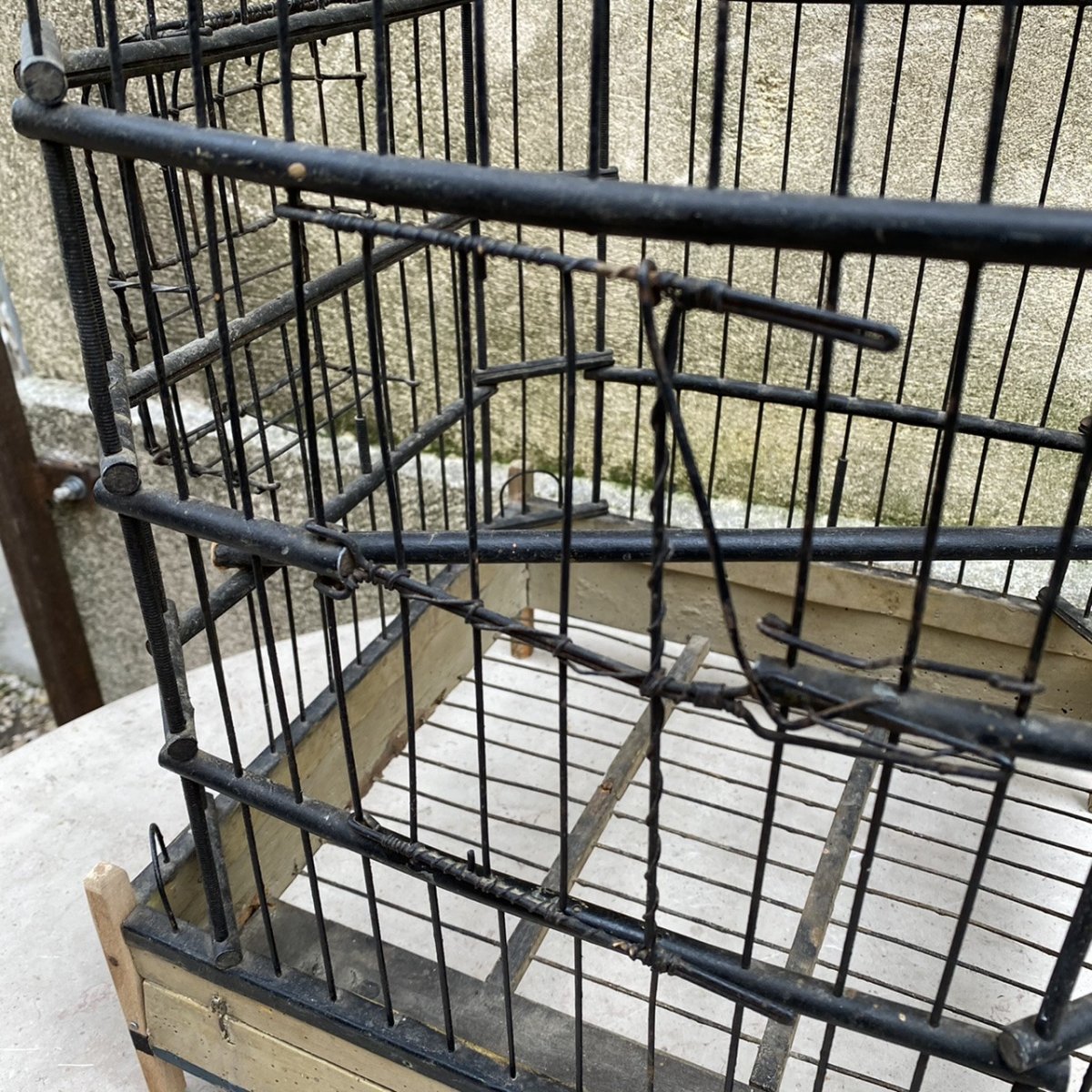 19th Century Parrot Birdcage In Iron And Wood, Folk Art Décor-photo-2