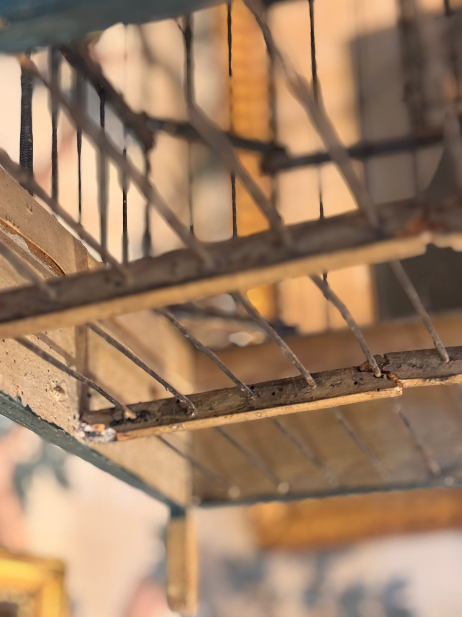 19th Century Parrot Birdcage In Iron And Wood, Folk Art Décor-photo-7