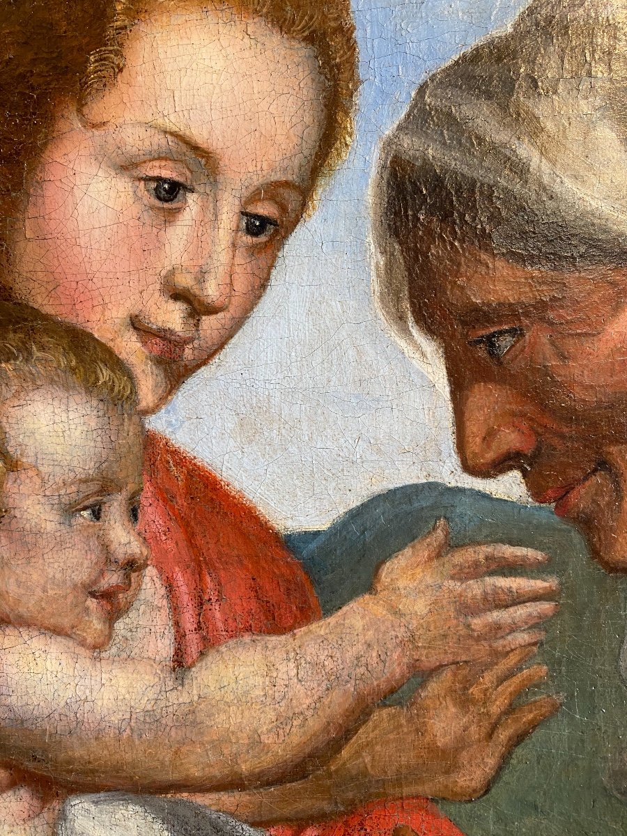 Peinture Vierge à L’enfant Avec St Anne fin 17ème -photo-2