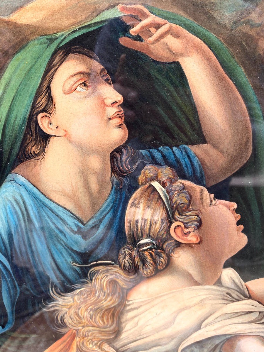 Étude à l’Aquarelle de Guillemot : Le Christ Apparaissant aux Trois Maries, XIXe Siècle-photo-2