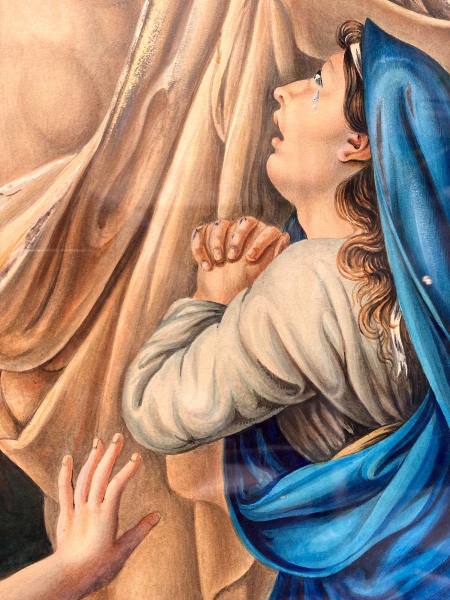 Étude à l’Aquarelle de Guillemot : Le Christ Apparaissant aux Trois Maries, XIXe Siècle-photo-4