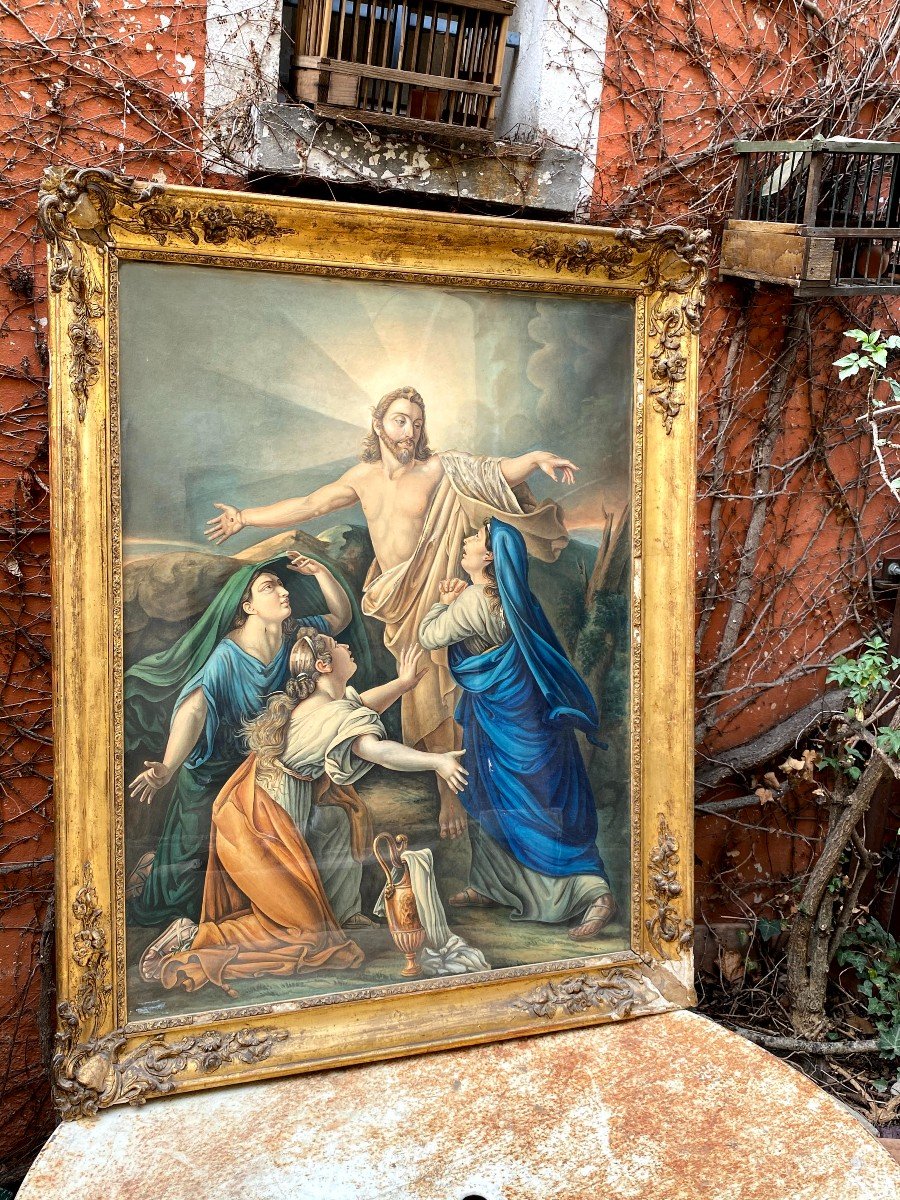 Étude à l’Aquarelle de Guillemot : Le Christ Apparaissant aux Trois Maries, XIXe Siècle-photo-1