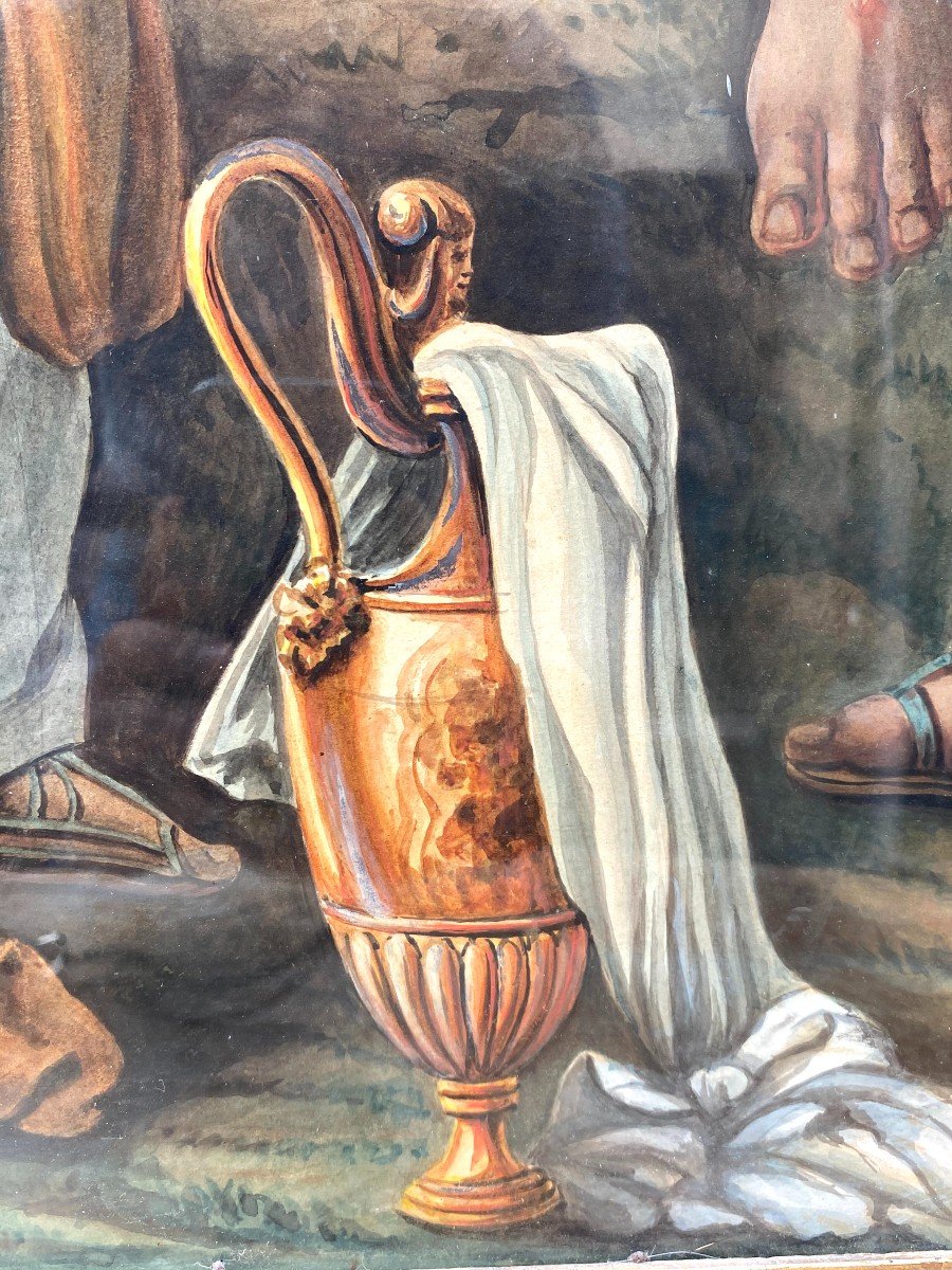 Étude à l’Aquarelle de Guillemot : Le Christ Apparaissant aux Trois Maries, XIXe Siècle-photo-2