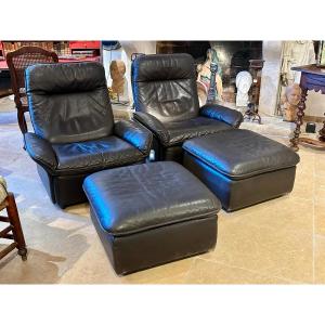 Pair Of Sede Ds 49 Armchairs And Their Ottomans