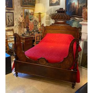 Large Bed Late 19th Italian Or Austrian, Bidermeier Style