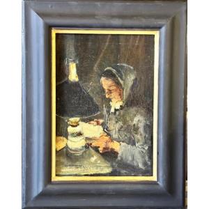 Painting “woman Reading” Signed Claude Firmin, 1892