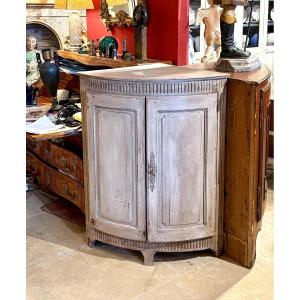 Louis XVI Corner Cabinet In Carved And Painted Wood – 18th Century