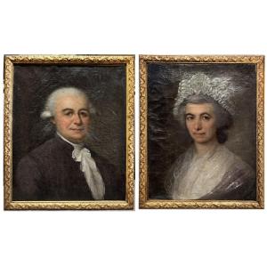 Paire de portraits – Couple d’aristocrates provençaux, époque Louis XVI