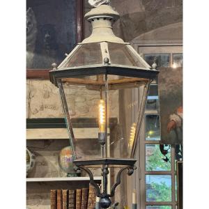 Large Hexagonal Lantern In Antique Iron – 19th Century