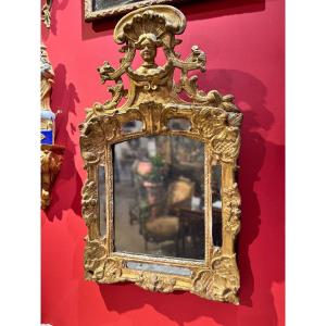 Gilded Wooden Mirror With Parecloses – Regency Period