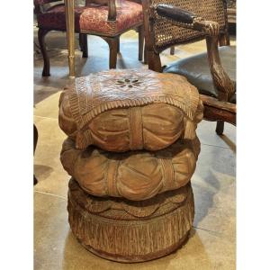 Terracotta Stool Signed Araghi E Leoni, Milan, Circa 1880-1900
