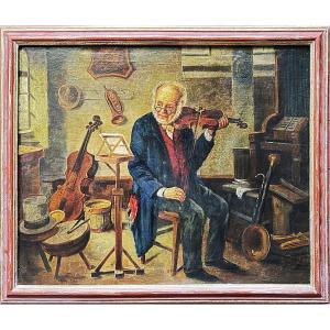 Musician In His Studio – Oil On Canvas Signed, Second Half Of The 19th Century