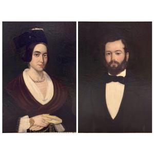Pair Of Portraits Of Notable Arlesians, 19th Century