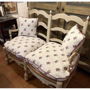 Rare 18th-century Provençal Straw Bench – Known As A “radassier” – With Straw And Gold Paint