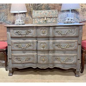 Commode arbalète XVIIIe siècle en bois peint – transformation ancienne en meuble à portes