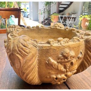 Molded Terra Cotta Ornamental Mortar With Renaissance Decor - 19th Century