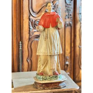 Rare et importante sculpture religieuse en bois sculpté, polychromé