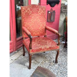 High-backed Regency Armchair In Walnut – 18th Century