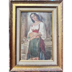 Young Neapolitan Woman, 19th Century Attributed To Pierre Vignal (1855–1925) 