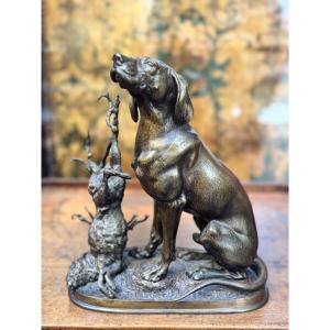 Hare-hunting Dog, 19th-century Bronze. Ferdinand Pautrot (1832–1874)