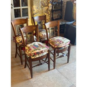Set Of 4 Directoire-style Provençal Chairs In Cherry Wood – The Story Of Telemachus