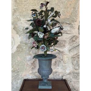 Bouquet Of Flowers And Foliage Made Of Cut And Painted Iron – Late 18th Century, Early 19th Century