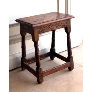 Carved Oak Stool Dated 1694 – 17th Century
