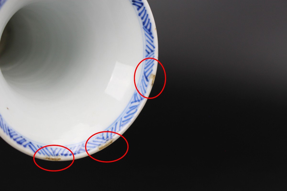 Porcelaine Chinoise Kangxi Garniture 5 Pièces Vases Bleus Et Blancs 17ème Siècle Dynastie Qing -photo-3