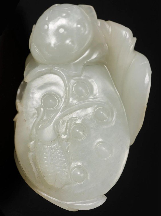 Pendentif Jade Chinois Qianlong 18ème Siècle Antique Sculpture Réticulée Jadéite Néphrite
