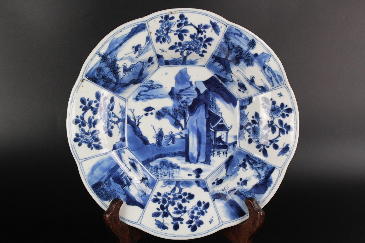 Kangxi Dish Chinese Porcelain Blue & White Plate Marked Zhi 17th/18th Century Qing Dynasty-photo-2