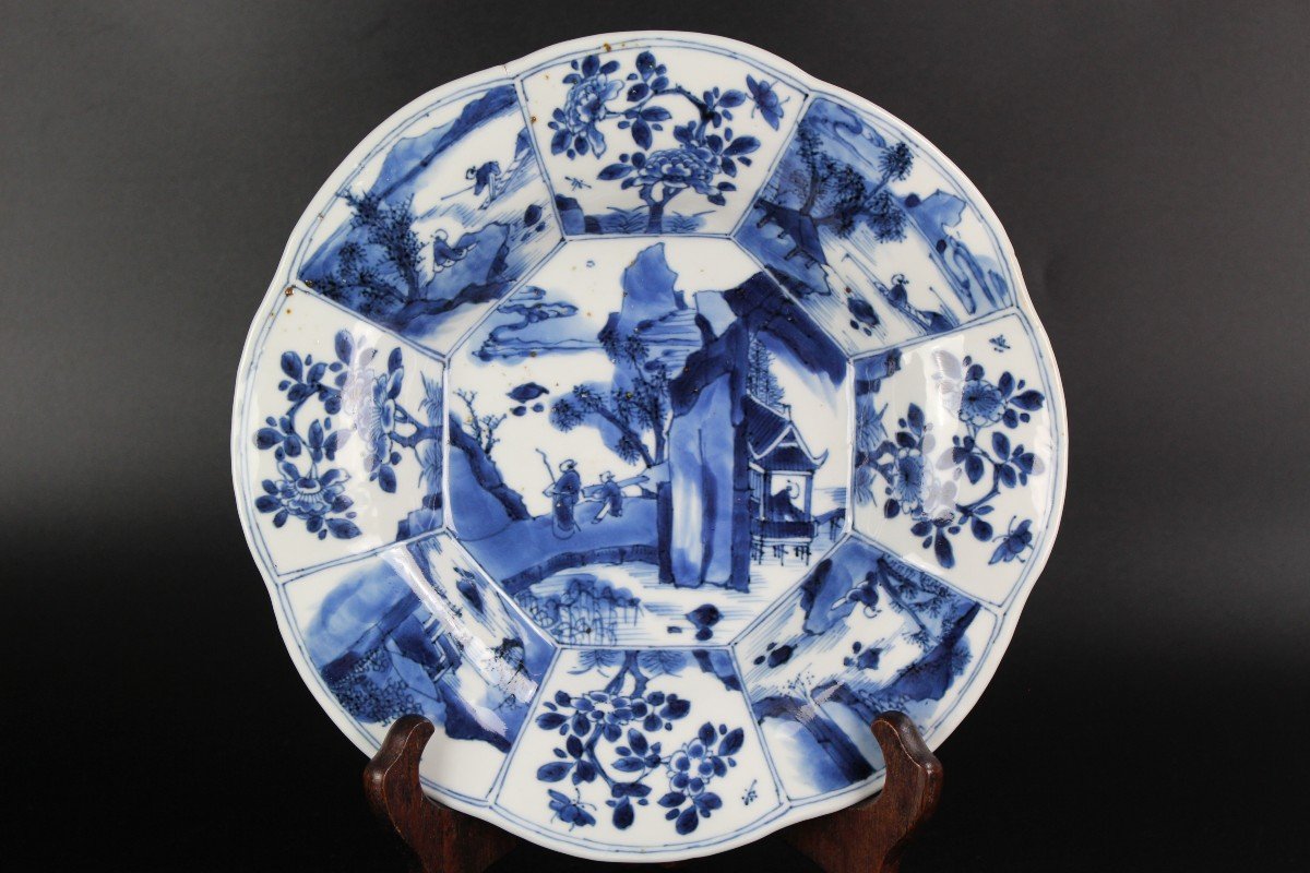 Kangxi Dish Chinese Porcelain Blue & White Plate Marked Zhi 17th/18th Century Qing Dynasty