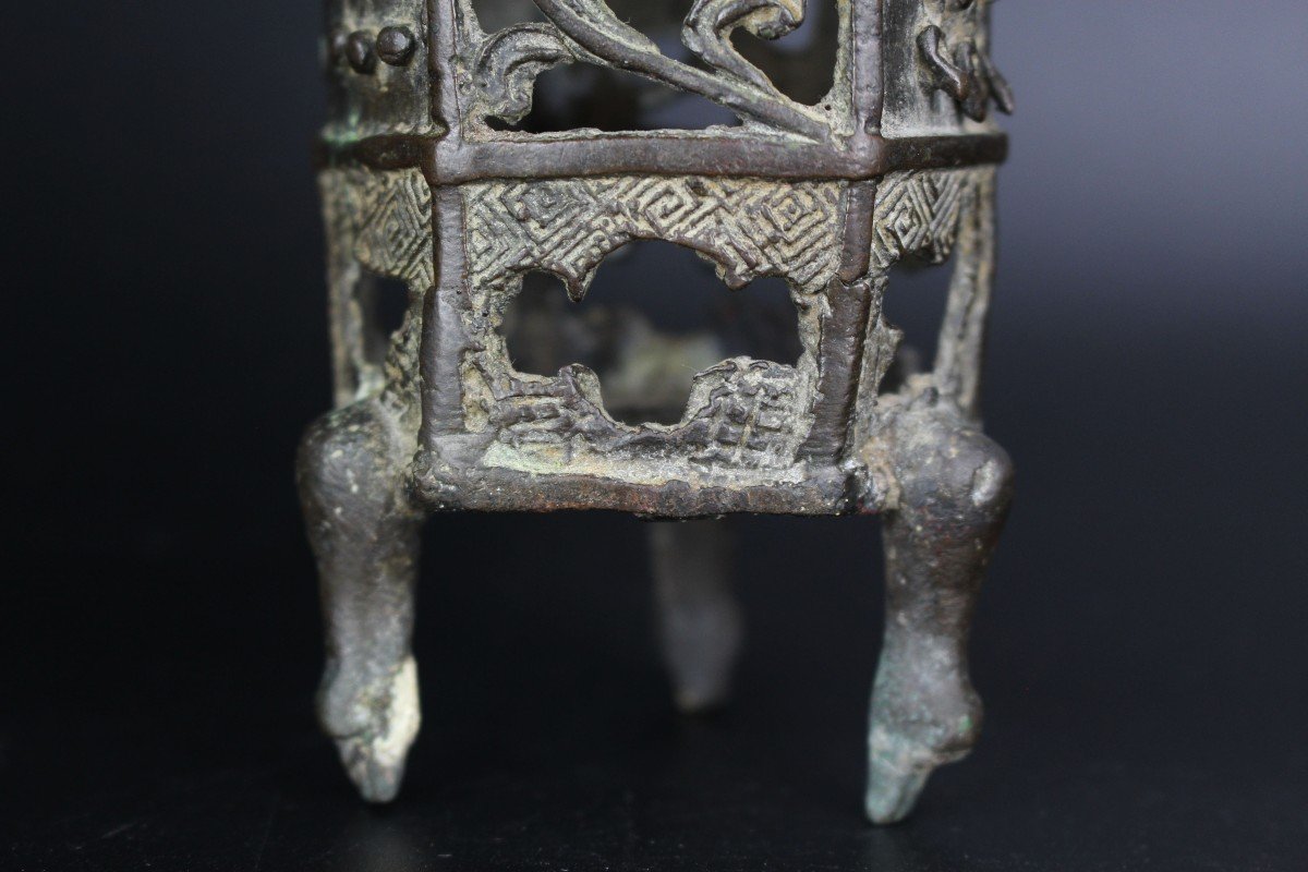 Vase Encensoir Réticulé En Bronze De La Dynastie Yuan Chinoise Pot à Pinceaux Objet De Lettré -photo-1