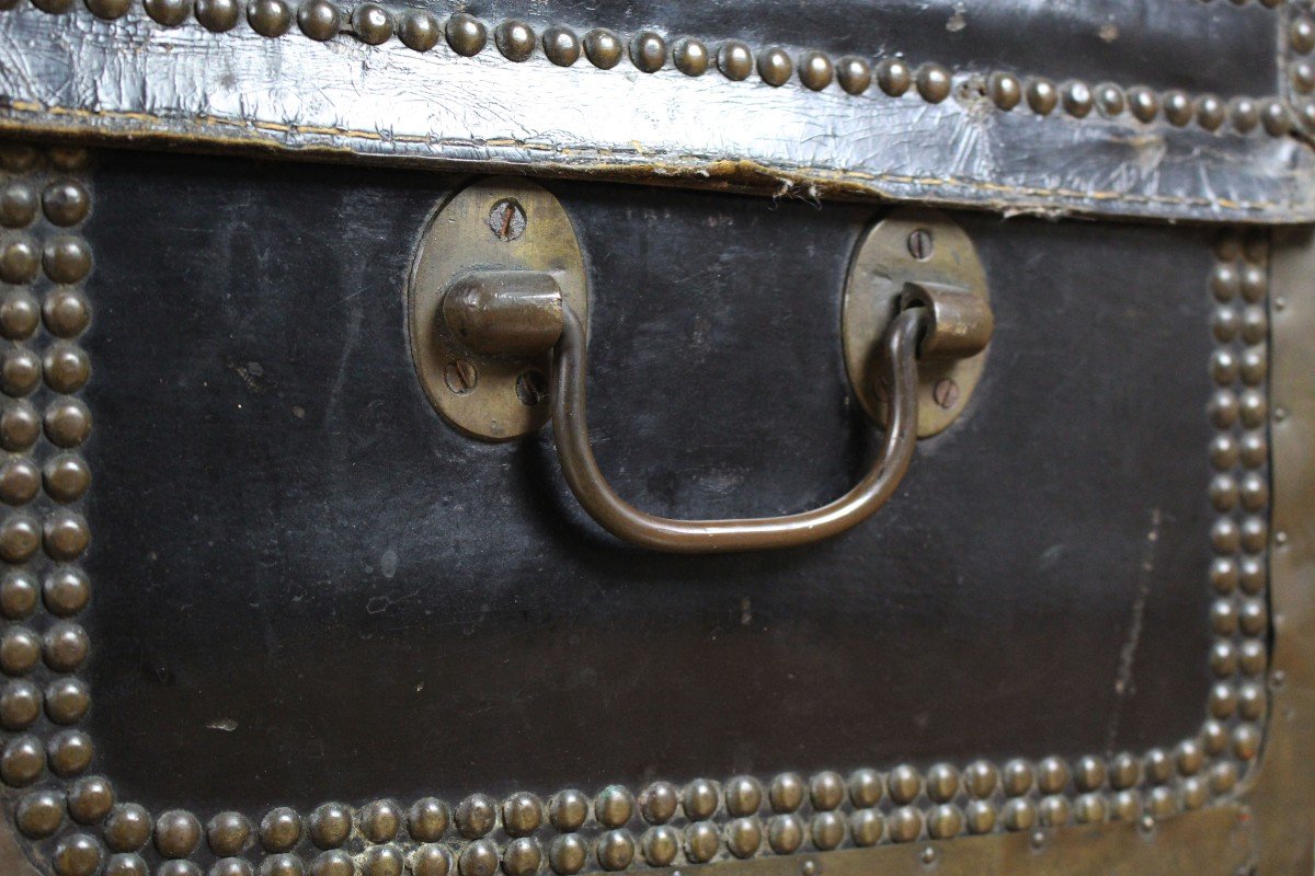 Chinese Export Leather Trunk China Trade Qing Dynasty Early 19th Century Antique Coffer C. 1820-photo-4