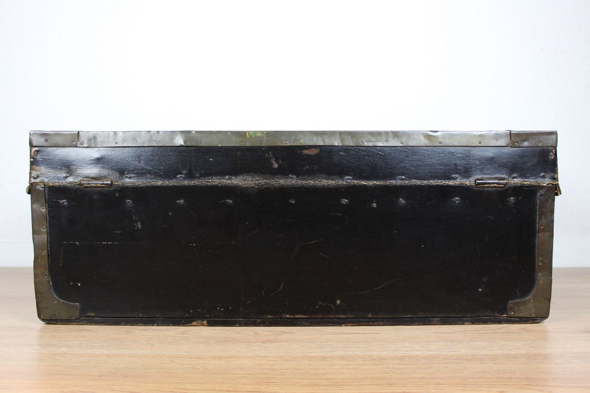 Chinese Export Leather Trunk China Trade Qing Dynasty Early 19th Century Antique Coffer C. 1820-photo-5