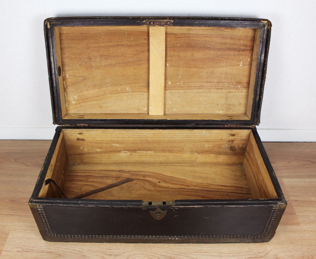 Malle Chinoise En Cuir d'Exportation Chine Commerce Dynastie Qing 19e Siècle Antique-photo-6