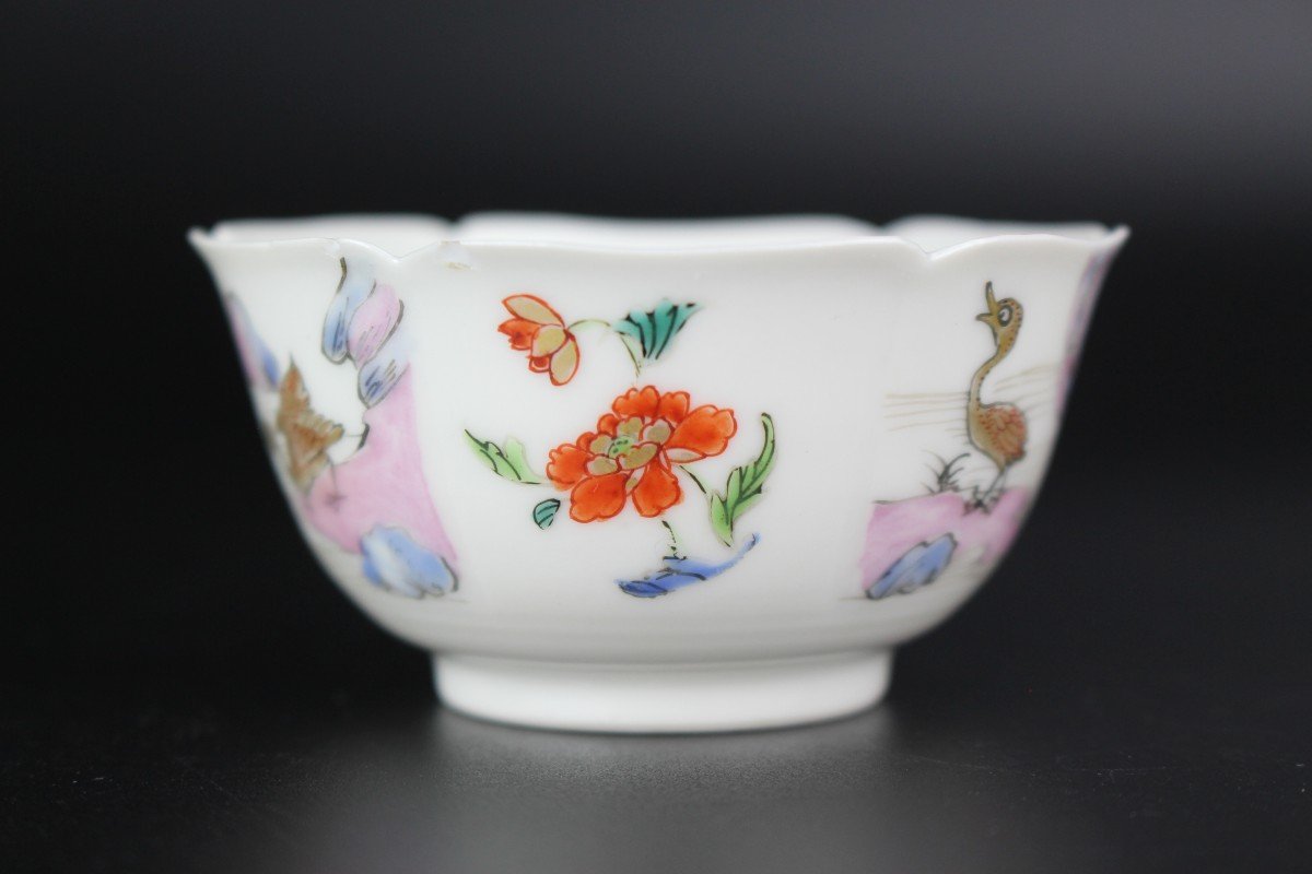 Yongzheng Cup And Saucer Chinese Porcelain Eggshell Famille Rose Gilt Qing Dynasty 18th Century-photo-2