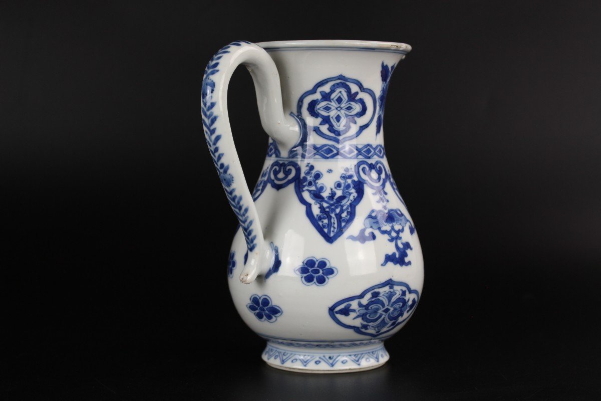 Pichet Kangxi En Porcelaine Chinoise Bleu Et Blanc Dynastie Qing Antique 17ème/18ème Siècle-photo-1