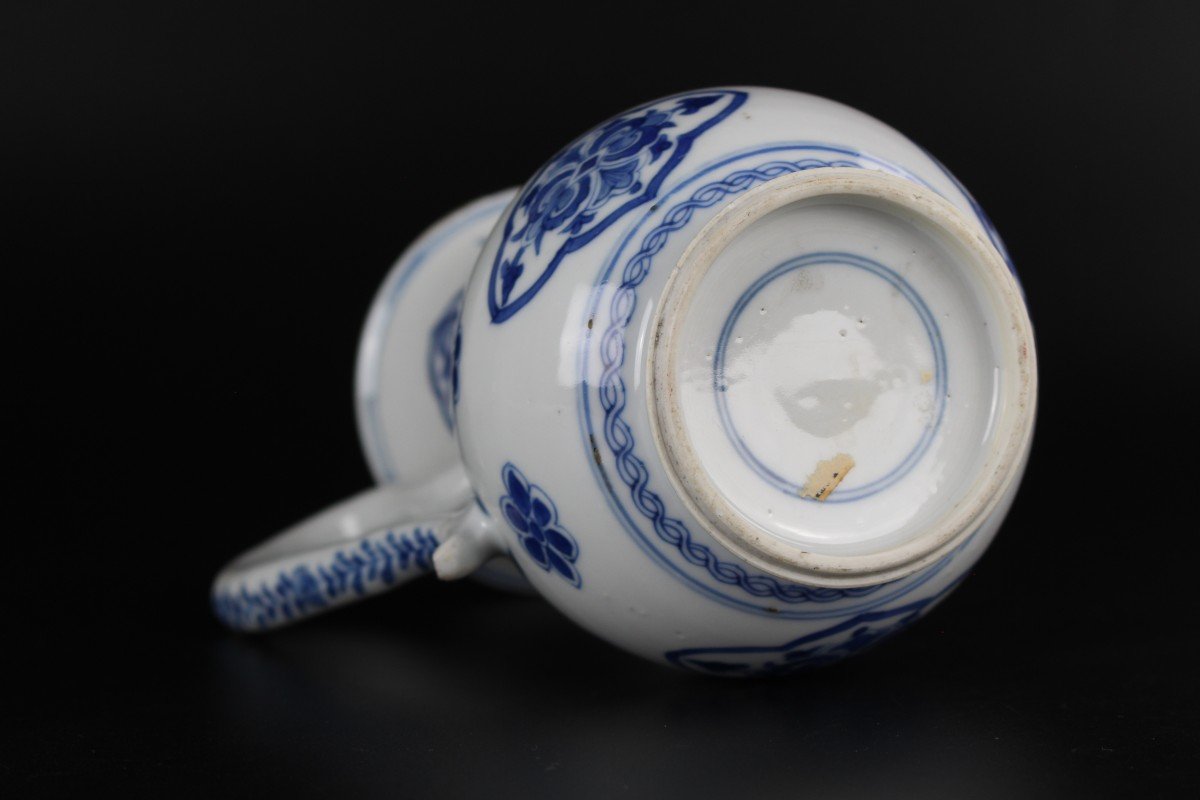 Pichet Kangxi En Porcelaine Chinoise Bleu Et Blanc Dynastie Qing Antique 17ème/18ème Siècle-photo-6