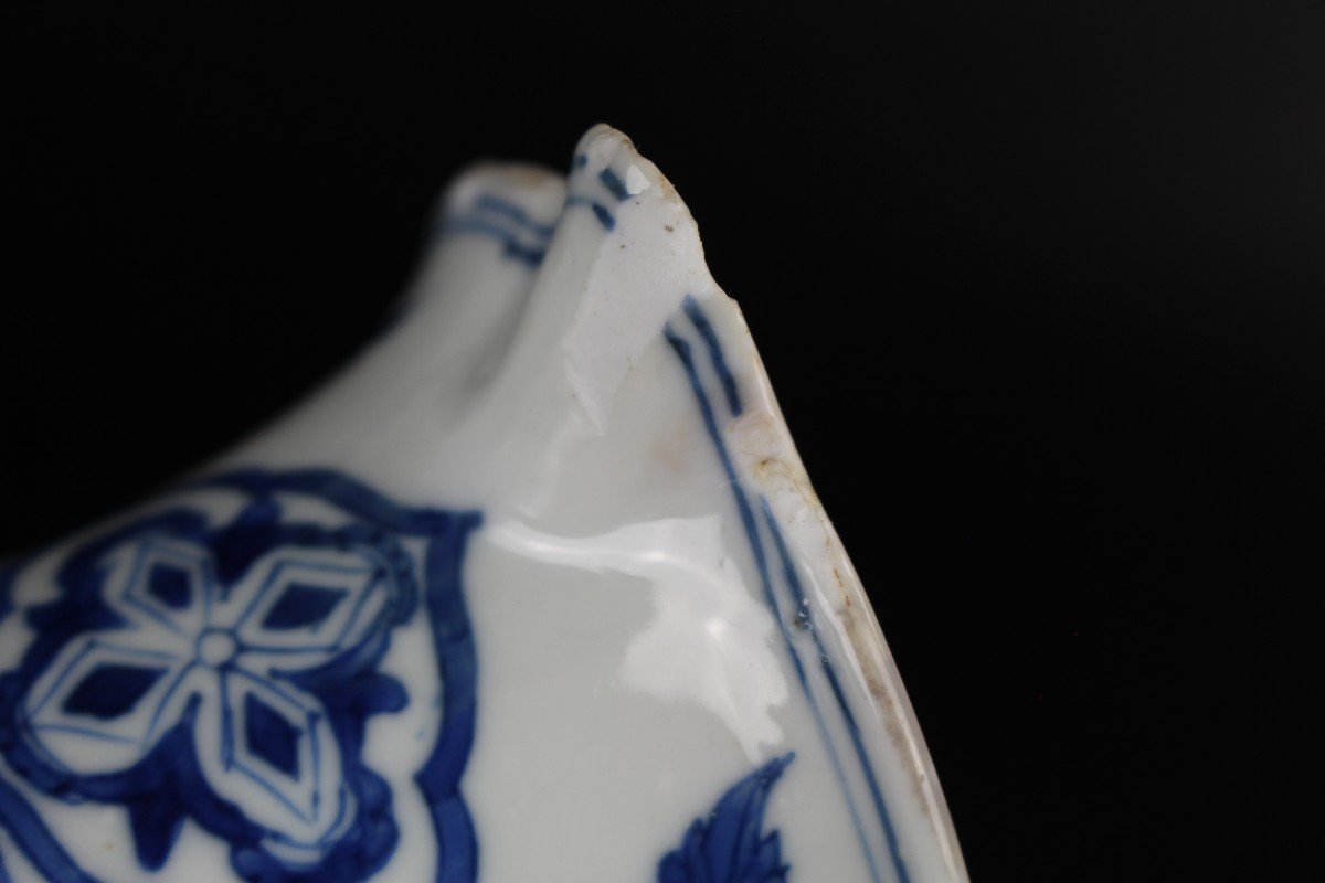 Pichet Kangxi En Porcelaine Chinoise Bleu Et Blanc Dynastie Qing Antique 17ème/18ème Siècle-photo-7