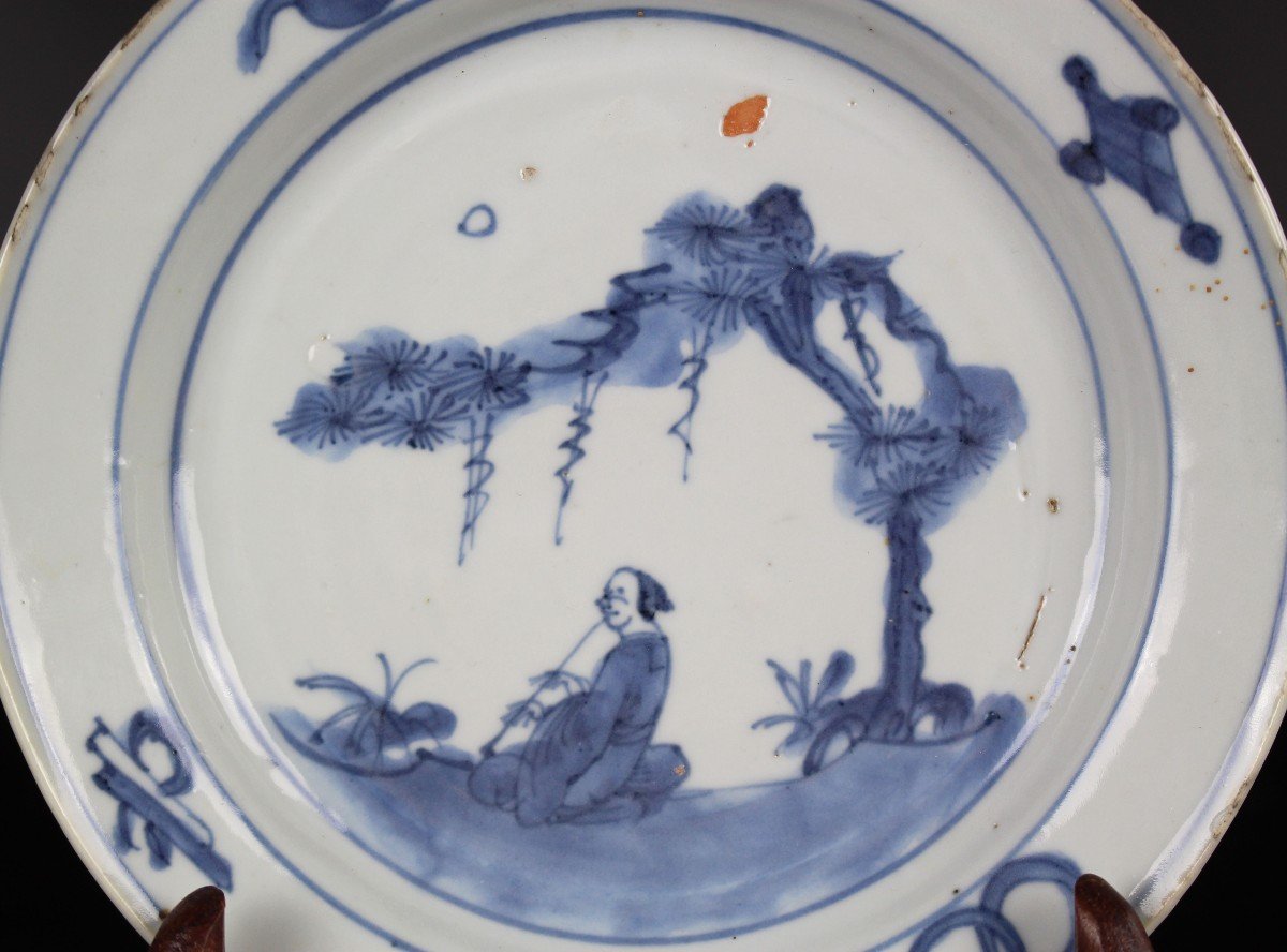 Porcelaine Chinoise Tianqi Chongzhen Plat Bleu Et Blanc Dynastie Ming Assiette Ko Sometsuke-photo-2