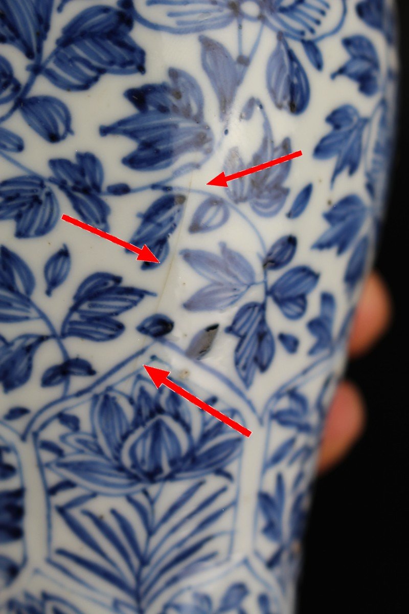 Porcelaine Chinoise Kangxi Vases Bleus Et Blancs Balustre Monté En Argent Antique Dynastie Qing-photo-6