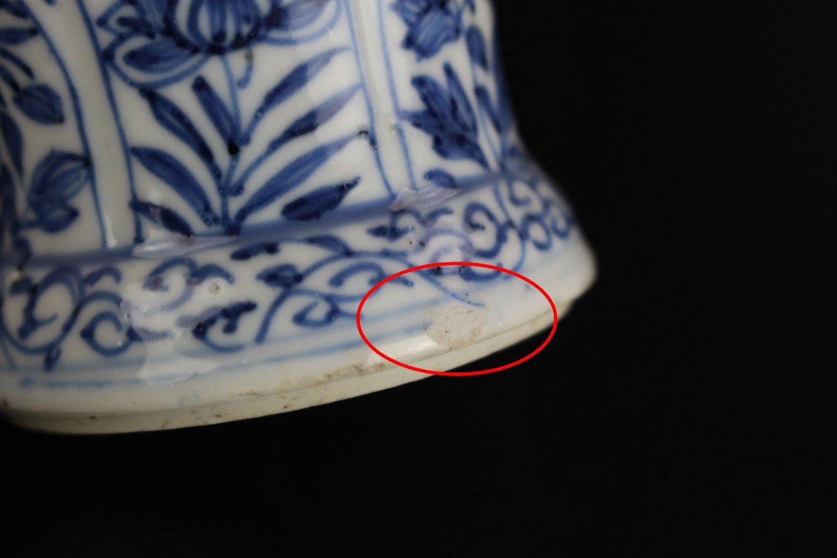 Porcelaine Chinoise Kangxi Vases Bleus Et Blancs Balustre Monté En Argent Antique Dynastie Qing-photo-7