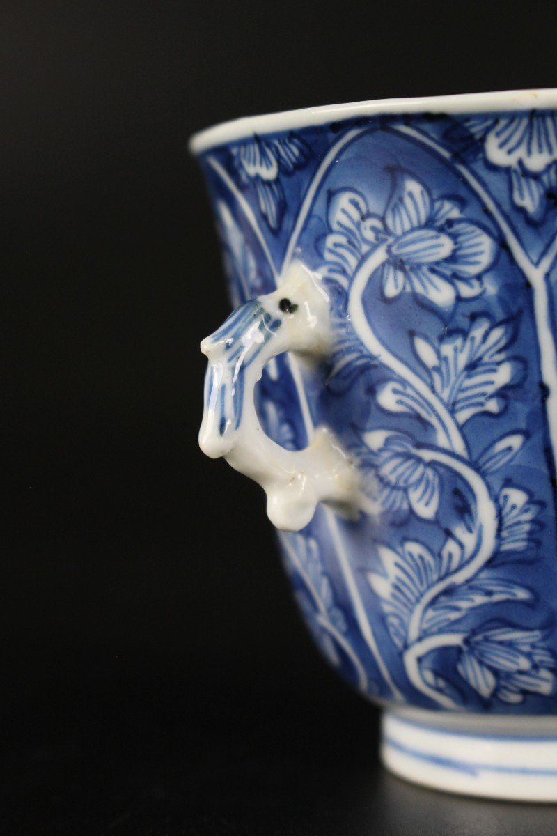 Chinese Porcelain Kangxi Blue And White Chocolate Cup Marked Antique Qing Dynasty 18th Century-photo-2